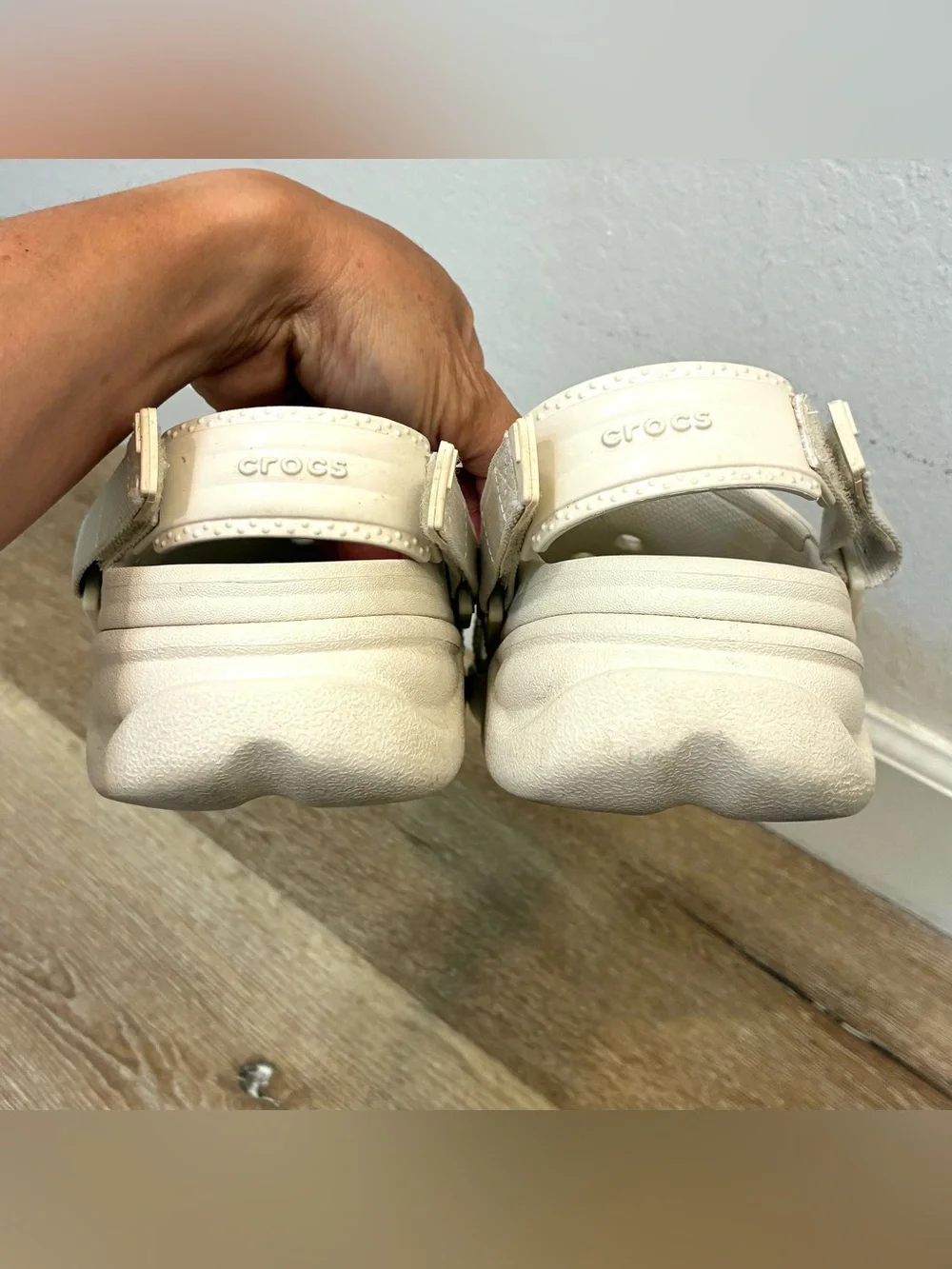 Crocs Duet Max II Clog Adjustable Straps Sandals White Beige Men’s US 12